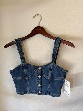 Lee Women's Dark Wash Denim Bustier Crop Top